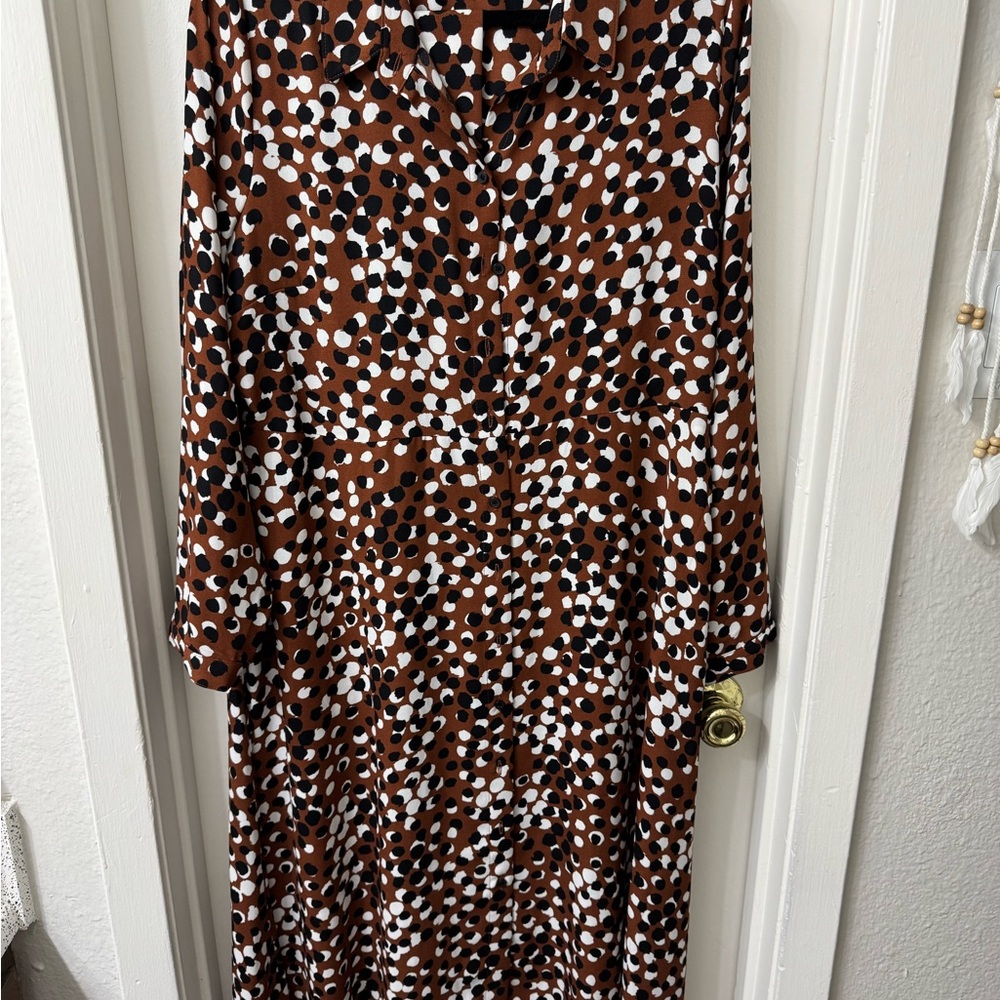 Halogen Black and Brown Bishop Sleeve Dress. NWOT